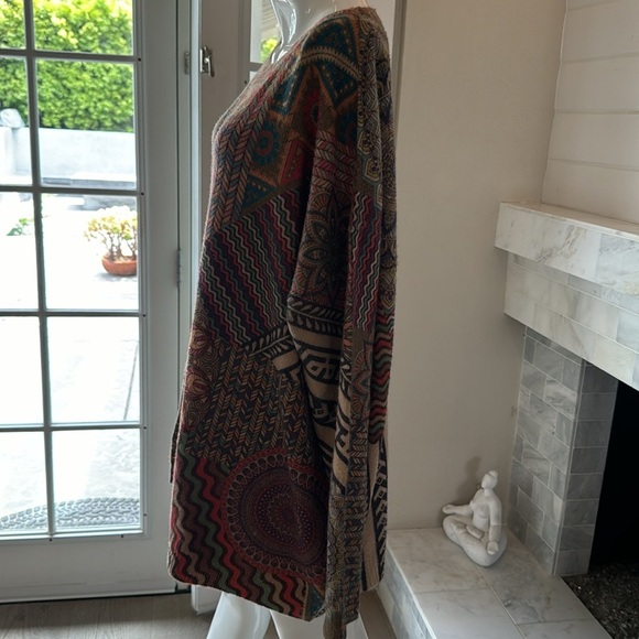 Mixed Tan Keiledescope Print Cotton & Wool Dolman Plus Size Sweater Size XXL - Picture 5 of 13